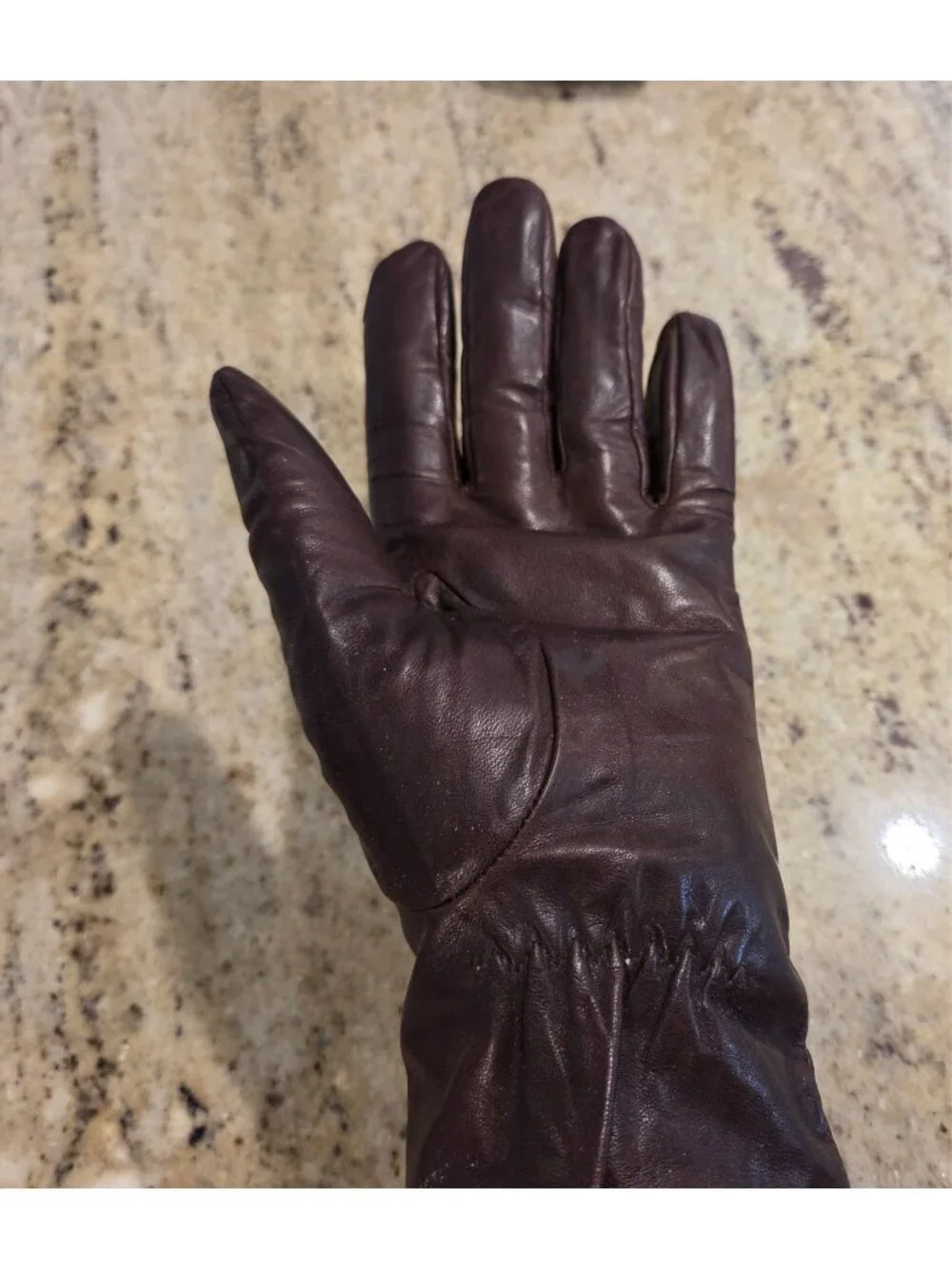 Vintage Womens Size M 7 Brown Leather Knit Lined Gloves Grandoe